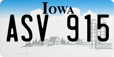 IA license plate ASV915