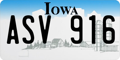 IA license plate ASV916