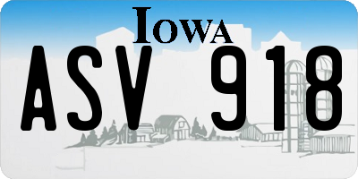 IA license plate ASV918