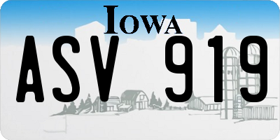 IA license plate ASV919