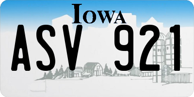 IA license plate ASV921