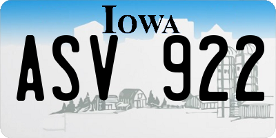IA license plate ASV922
