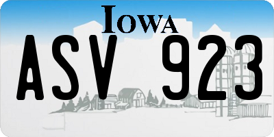 IA license plate ASV923