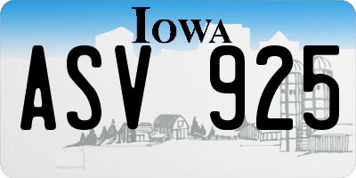 IA license plate ASV925