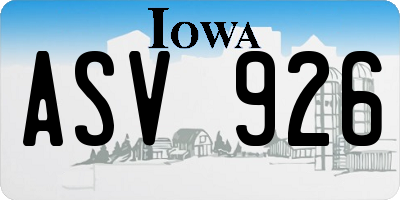 IA license plate ASV926