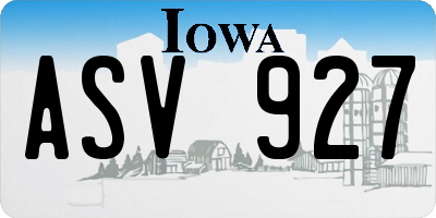 IA license plate ASV927