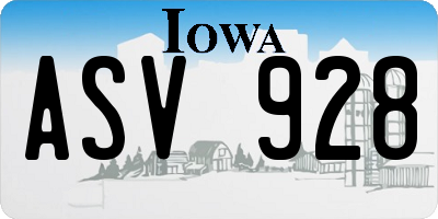 IA license plate ASV928