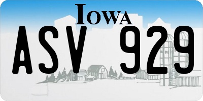 IA license plate ASV929