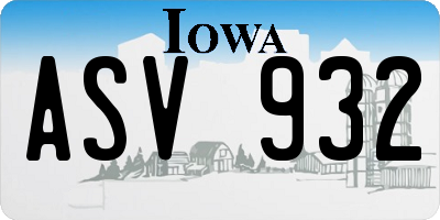 IA license plate ASV932