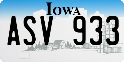 IA license plate ASV933