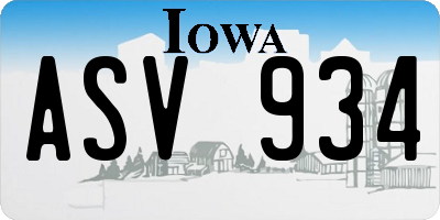 IA license plate ASV934