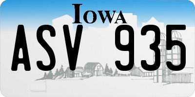 IA license plate ASV935
