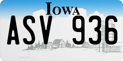 IA license plate ASV936