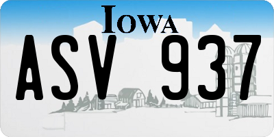 IA license plate ASV937