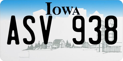 IA license plate ASV938