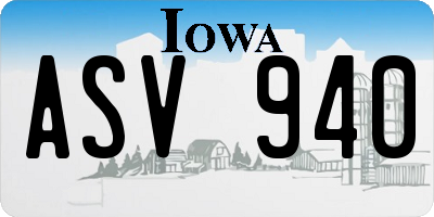 IA license plate ASV940