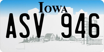 IA license plate ASV946