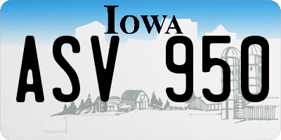 IA license plate ASV950