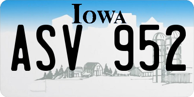 IA license plate ASV952