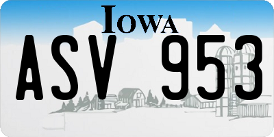 IA license plate ASV953