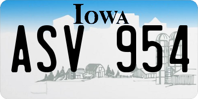IA license plate ASV954