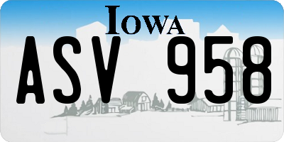 IA license plate ASV958