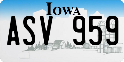 IA license plate ASV959