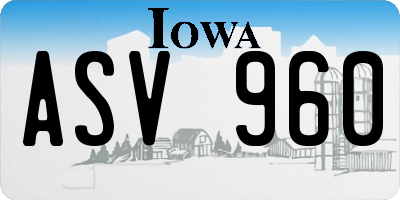 IA license plate ASV960