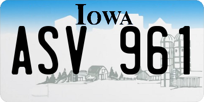 IA license plate ASV961
