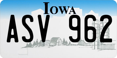 IA license plate ASV962
