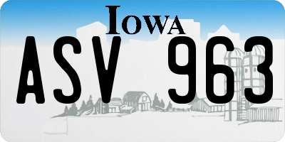 IA license plate ASV963