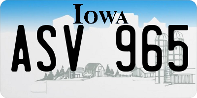 IA license plate ASV965