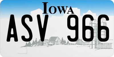 IA license plate ASV966
