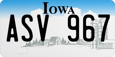 IA license plate ASV967