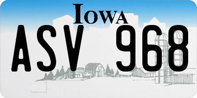 IA license plate ASV968