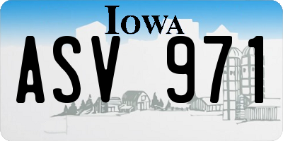 IA license plate ASV971