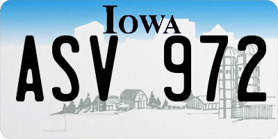 IA license plate ASV972