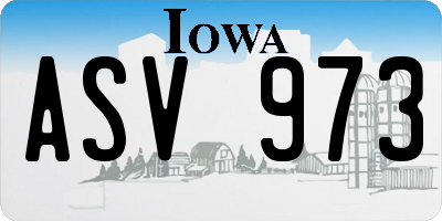 IA license plate ASV973