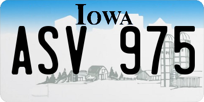 IA license plate ASV975