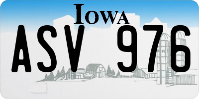 IA license plate ASV976