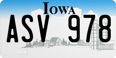 IA license plate ASV978