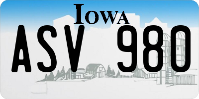 IA license plate ASV980