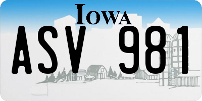 IA license plate ASV981