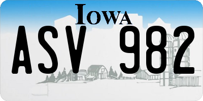 IA license plate ASV982