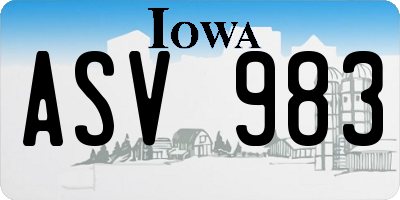 IA license plate ASV983