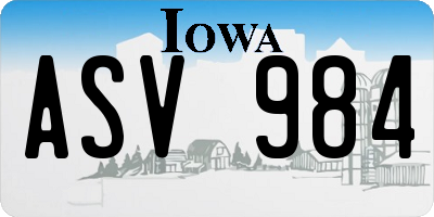 IA license plate ASV984