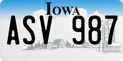 IA license plate ASV987