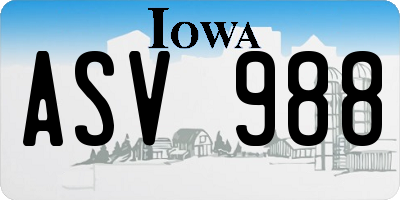 IA license plate ASV988