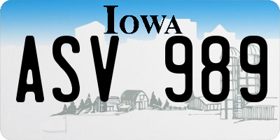 IA license plate ASV989