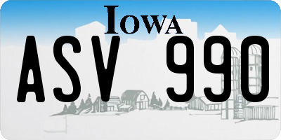 IA license plate ASV990
